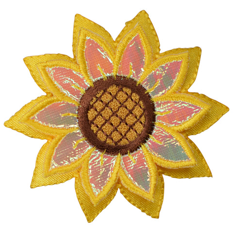 Sunflower Applique Patch - Layered Flower, Bloom Badge 2-3/8" (Iron on)