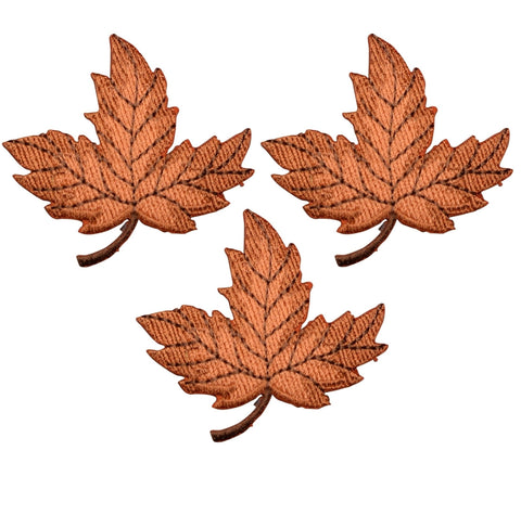 Autumn Leaf Applique Patch - Orange Brown Fall Colors 2-1/8" (3-Pack, Iron on) - Patch Parlor