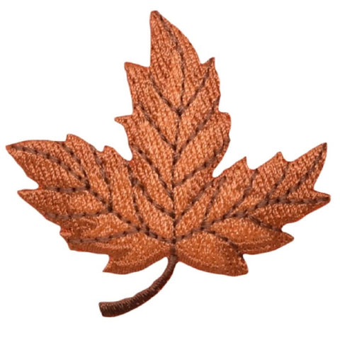 Autumn Leaf Applique Patch - Orange and Brown Fall Colors 2-1/8" (Iron on) - Patch Parlor