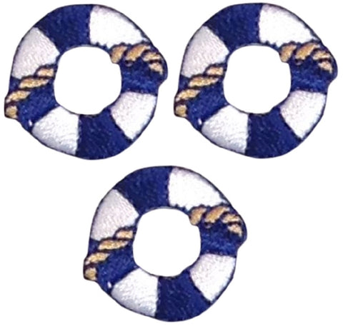 Mini Life Preserver Applique Patch - Sailing Badge 7/8" (3-Pack, Iron on) - Patch Parlor