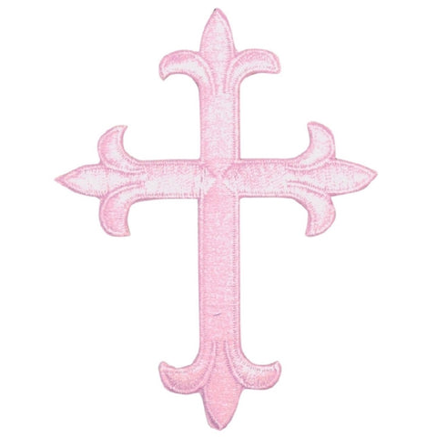Cross Applique Patch - Pink, Christian, Jesus Badge 4" (Iron on) - Patch Parlor