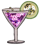 Sequin Tropical Drink Applique Patch - Lime Cocktail Alcohol Embroidered Badge 2-5/8" (Iron Or Sew On)