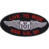 U.S. 101 Patch - Live to Ride, California, Oregon, Washington 4" (Iron on) - Patch Parlor