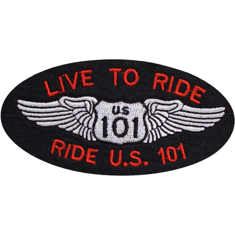 U.S. 101 Patch - Live to Ride, California, Oregon, Washington 4" (Iron on) - Patch Parlor