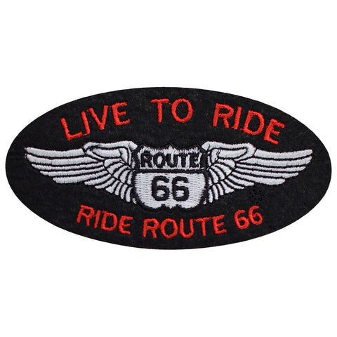 Route 66 Patch - Live to Ride, Biker, Motorcycle Badge 4" (Iron on) - Patch Parlor