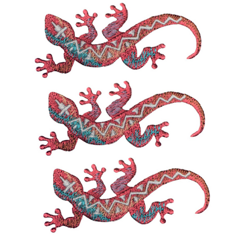 Lizard Applique Patch - Southwest, Reptile Badge 3" (3-Pack, Iron on) - Patch Parlor