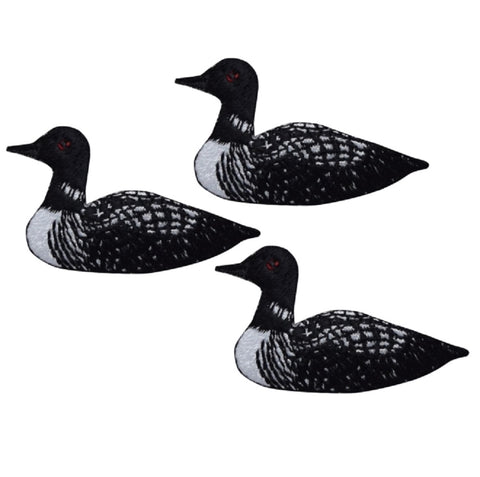 Loon Applique Patch - Waterbird, Duck, Bird Badge 1-7/8" (3-Pack, Iron on) - Patch Parlor