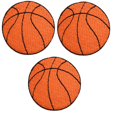 Basketball Applique Patch - Sports Badge 1.5" (3-Pack, Iron on) - Patch Parlor