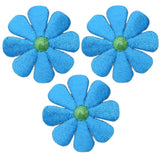3-Pack Daisy Applique Patch - Embroidered Turquoise Blue Green Flower 1.5" (Iron On)