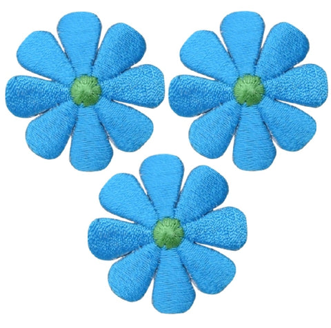 Medium Daisy Applique Patch - Turquoise Blue Green Flower 1.5" (3-Pack, Iron on)