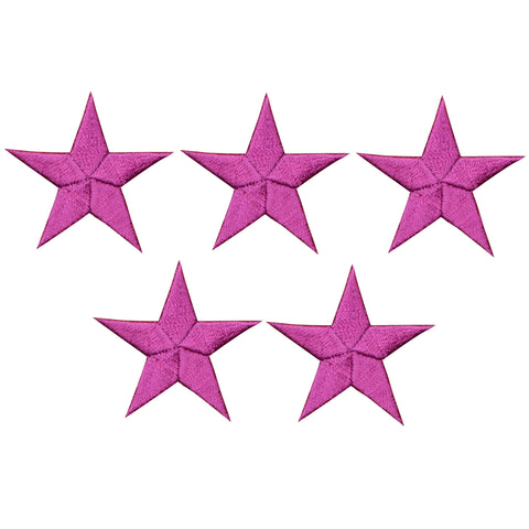 Star Applique Patch - Fuchsia, Pink 1.5" (5-Pack, Iron on)