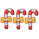 Candy Cane Applique Patch - Christmas Treat, Candy, Bow 7/8" (3-Pack, Iron on) - Patch Parlor