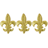 3-Pack Fleur De Lis Applique Patch - Metallic Gold Embroidered Badge 1-1/8" (Iron On)