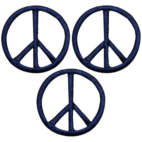 Mini Peace Sign Patch Applique - Navy Blue 1" (3-Pack, Iron on) - Patch Parlor