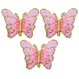 Mini Butterfly Applique Patch - Pink & Gold Insect 3/4" (3-Pack, Iron on) - Patch Parlor