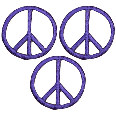 Mini Peace Sign Patch Applique - Purple 1" (3-Pack, Iron on) - Patch Parlor