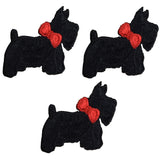 3-Pack Scottie Applique Patch - Mini Embroidered Dog Animal Badge 1.5" (Iron On)