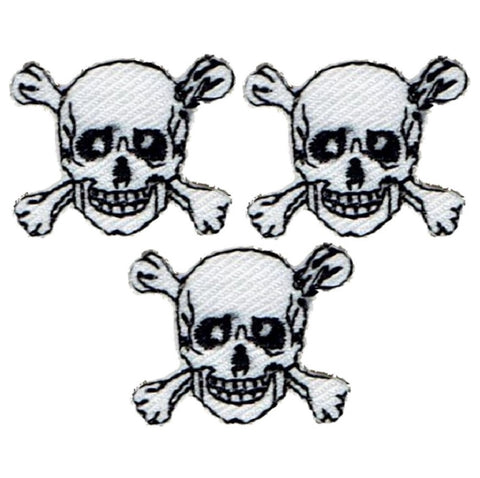 Mini Skull Crossbones Applique Patch - Skeleton Badge 7/8" (3-Pack, Iron on) - Patch Parlor
