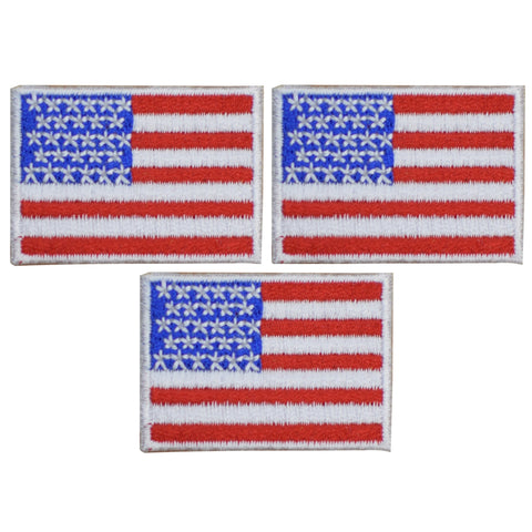 Mini American Flag Patch - United States USA 1-9/16" (3-Pack, Iron on) - Patch Parlor