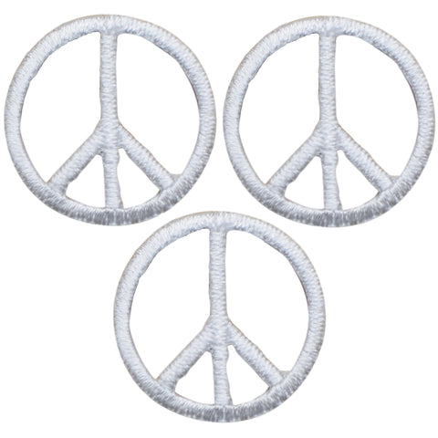 Mini Peace Sign Patch Applique - White 1" (3-Pack, Iron on) - Patch Parlor