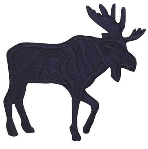 Moose Applique Patch - Black, Facing Right 2.25" (Iron on) - Patch Parlor