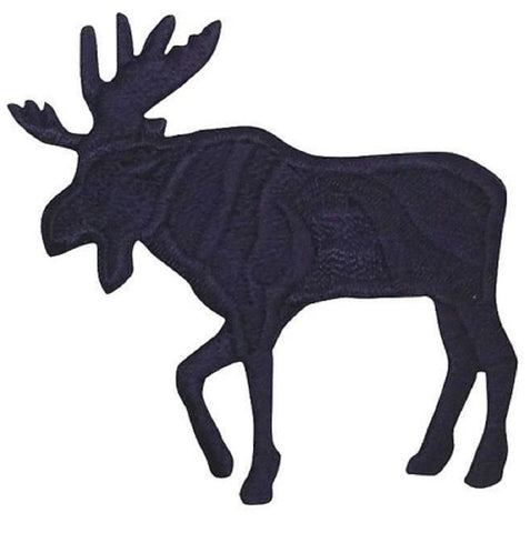 Moose Applique Patch - Black, Facing Left 2.25" (Iron on) - Patch Parlor