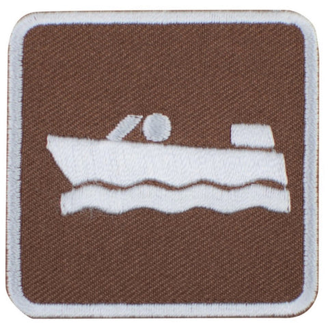 Motor Boat Applique Patch - Park Sign Recreational Activity Badge 2" (Iron on)
