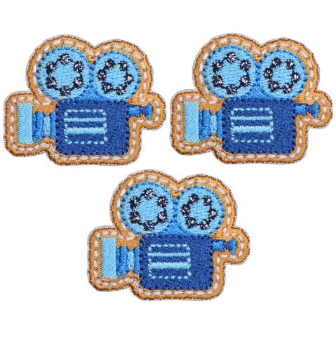 Mini Movie Camera Applique Patch - Cinema Theater Film 1.25" (3-Pack, Iron on) - Patch Parlor