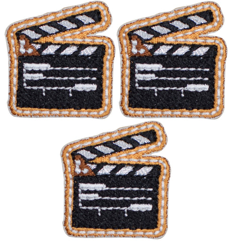 Mini Clapperboard Applique Patch - Cinema Theater Movie 1-1/8" (3-Pack, Iron on) - Patch Parlor