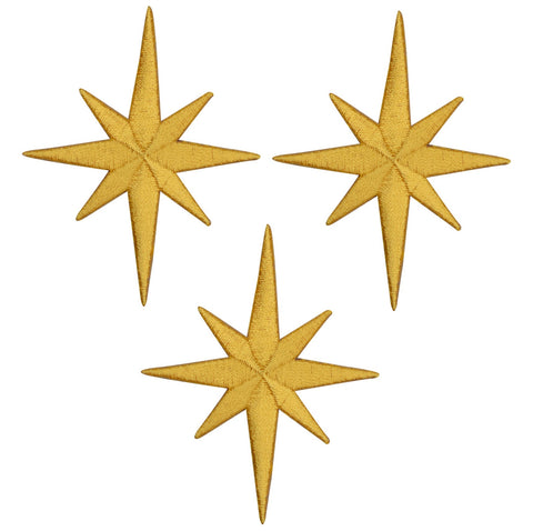 Nativity Star Applique Patch - Space, Galaxy, Universe 2.5" (3-Pack, Iron on) - Patch Parlor