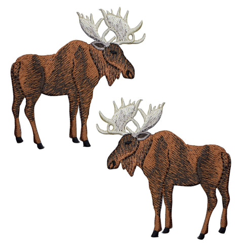 Moose Applique Patch - Animal Badge 3" (2-Pack, Iron on) - Patch Parlor