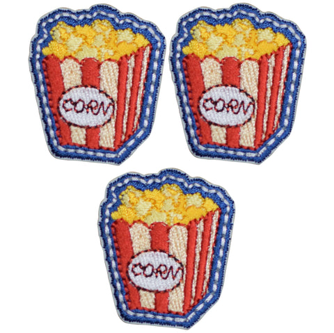 Mini Movie Popcorn Applique Patch - Cinema Theater 1-1/4" (3-Pack, Iron on) - Patch Parlor