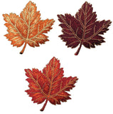 Autumn Fall Leaf Applique Patch - Orange, Burgundy, Tan/Brown Maple Leaf 2-3/8" (3-Pack, Iron on) - Patch Parlor