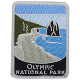 A patch featuring a embroidered scene of La Push Beach, with the text 'Olympic National Park' on it.