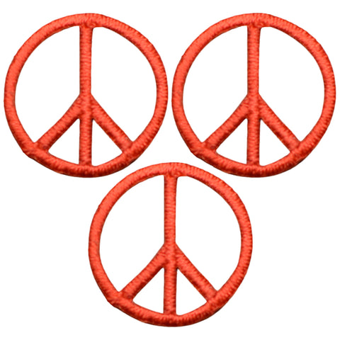 Mini Peace Sign Patch Applique - Red-Orange 1" (3-Pack, Iron on) - Patch Parlor