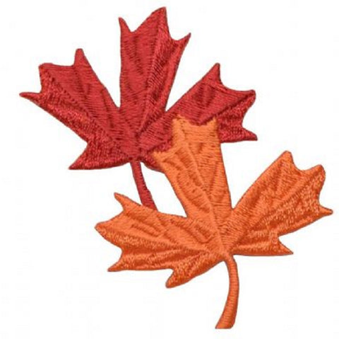 Autumn Leaves Applique Patch - Orange Leaf Fall Badge 2.25" (Iron on) - Patch Parlor