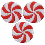 Mini Peppermint Candy Applique Patch - Christmas Badge 1" (3-Pack, Iron on) - Patch Parlor