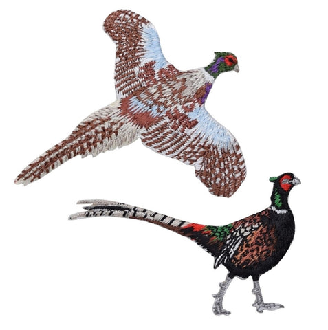 Ring-Necked Pheasant Applique Patch Set - Bird Badge 3" (2-Pack, Iron on) - Patch Parlor