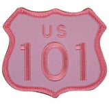 Highway 101 Patch - Pink California Oregon Washington Embroidered Badge 2-7/8" (Iron On)
