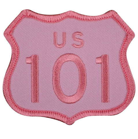 Highway 101 Patch - Pink California Oregon Washington Badge 2-7/8" (Iron on)