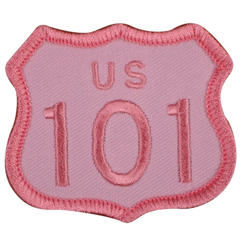 Highway 101 Patch - Pink California Oregon Washington Badge 2-3/8" (Iron on)