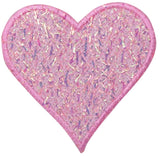 Pink Confetti Heart Applique Patch - Sparkle Love Badge 2.75" (Iron on) - Patch Parlor