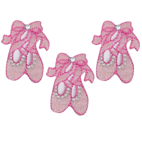 Ballet Dance Slippers Applique Patch - Ballerina Shoes, Jewel 1-1/8" (3-Pack, Iron on) - Patch Parlor