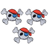 Mini Pirate Applique Patch - Skull and Crossbones Badge 1-3/8" (3-Pack, Iron on) - Patch Parlor