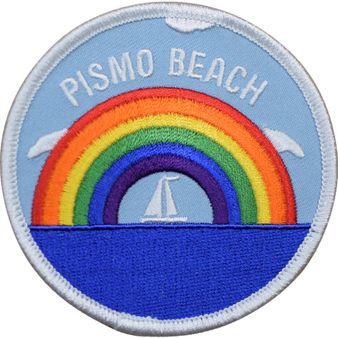 Pismo Beach Patch - California, Rainbow, Sailboat, Sailing Badge 3" (Iron on) - Patch Parlor