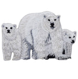 Embroidered patch depicting a polar bear with two cubs.
