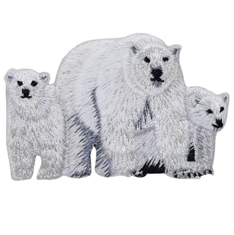 Polar Bear Applique Patch - Mother Bear, Cubs, Animal Badge 2.5" (Iron on) - Patch Parlor