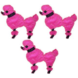 Mini Poodle Applique Patch - Fuchsia Dog 1-7/8" (3-Pack, Iron on) - Patch Parlor