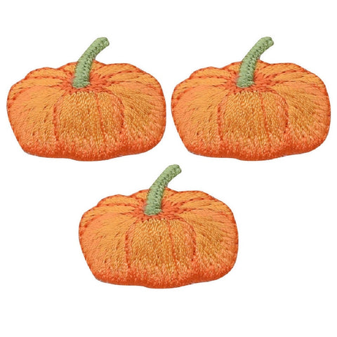 Pumpkin Applique Patch - Halloween, Thanksgiving Badge 1-3/8" (3-Pack, Iron on) - Patch Parlor
