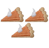 Mini Pumpkin Pie Applique Patch - Food, Thanksgiving 1-1/8" (3-Pack, Iron on) - Patch Parlor